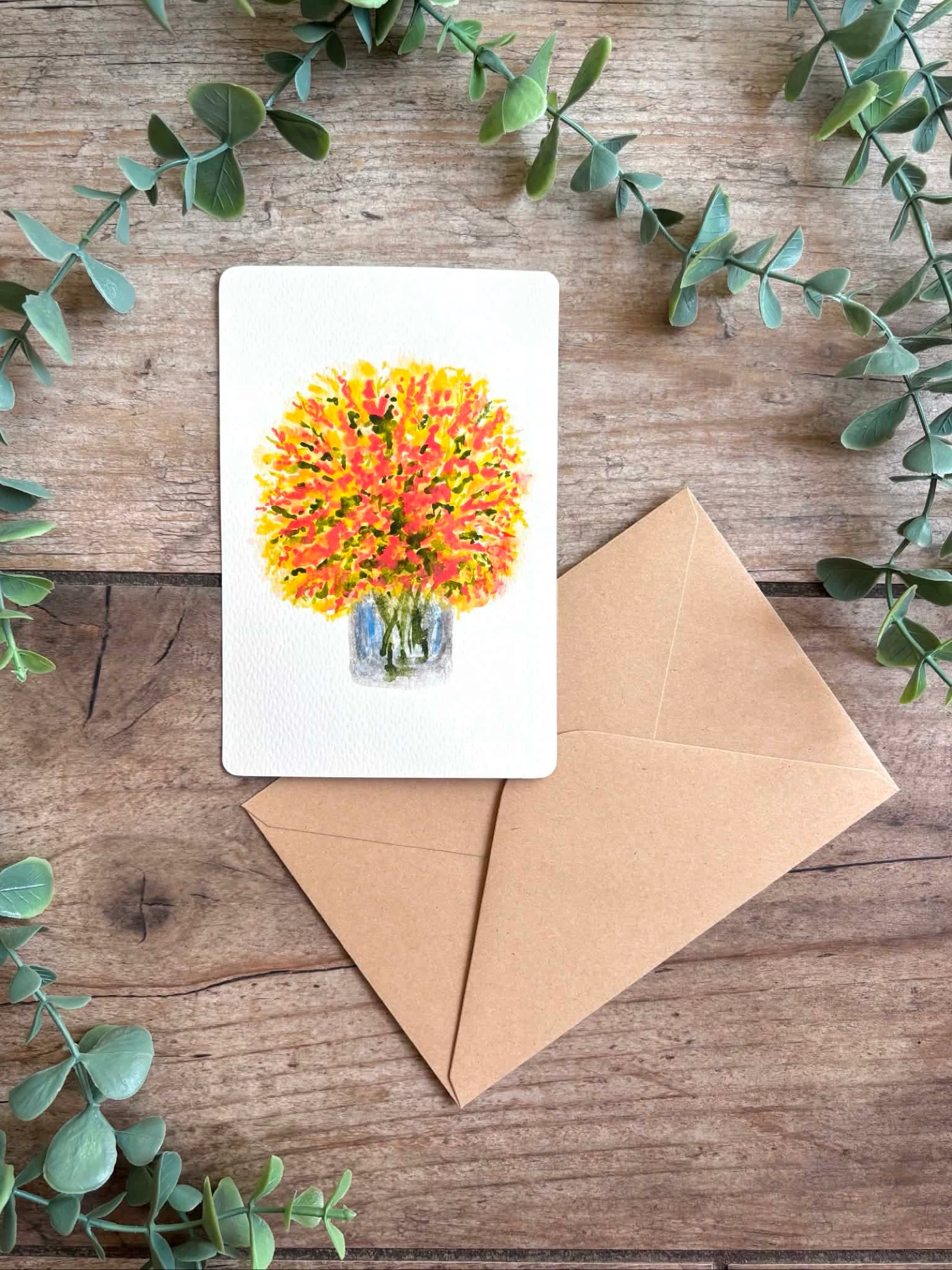 Carte peinture aquarelle avec enveloppe 